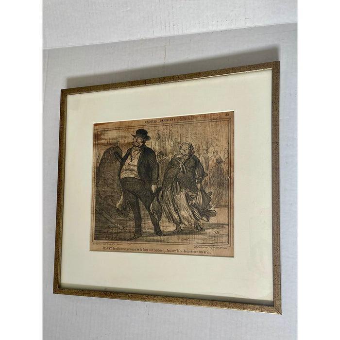 Vintage Framed Lithograph Print Titled “ Honore Daumier “