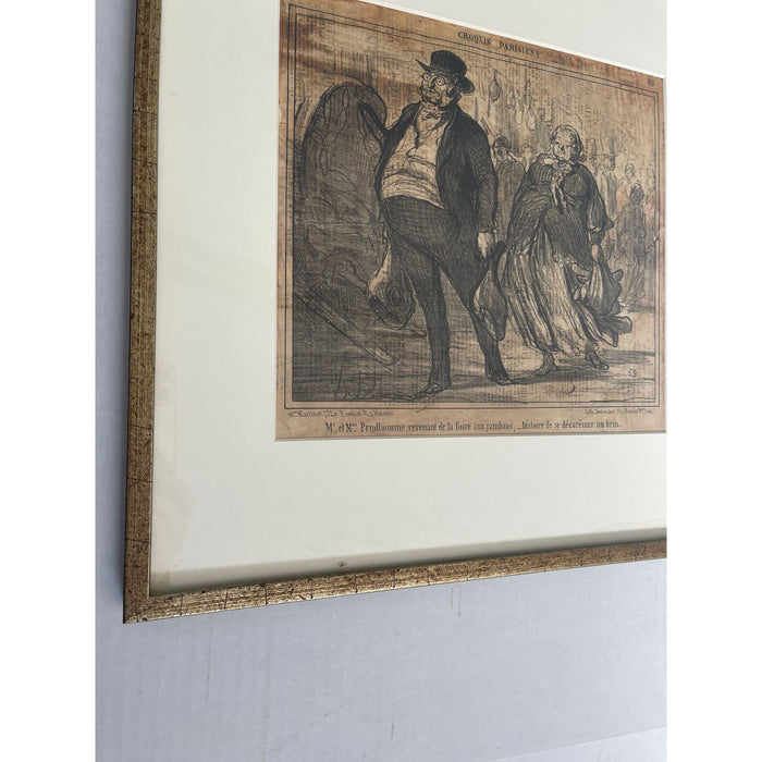 Vintage Framed Lithograph Print Titled “ Honore Daumier “