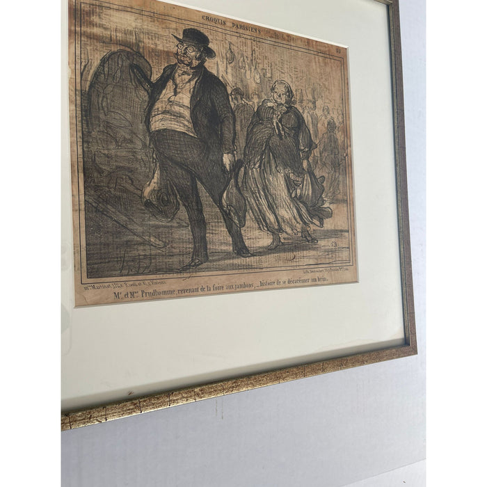Vintage Framed Lithograph Print Titled “ Honore Daumier “