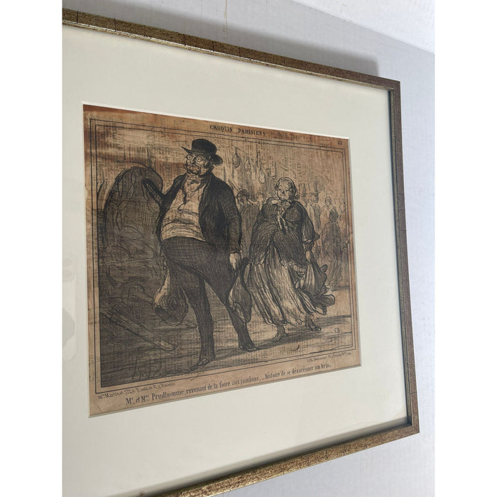 Vintage Framed Lithograph Print Titled “ Honore Daumier “