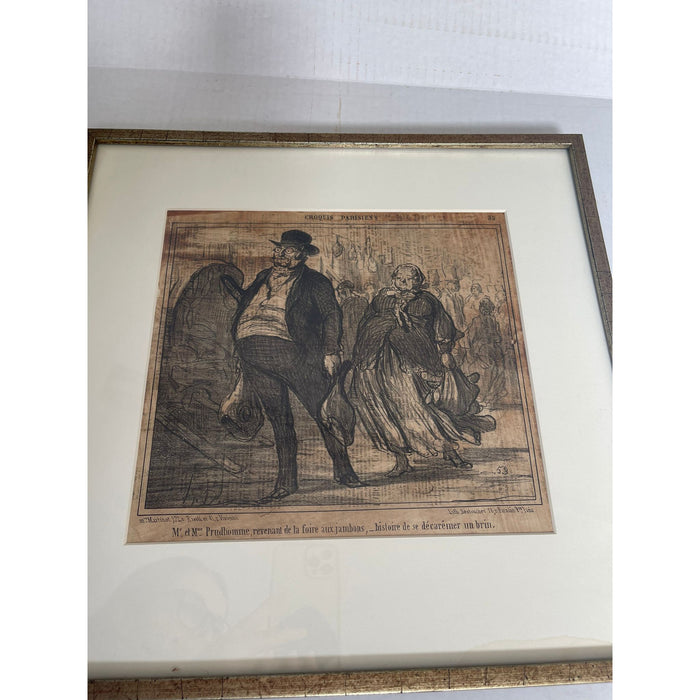 Vintage Framed Lithograph Print Titled “ Honore Daumier “