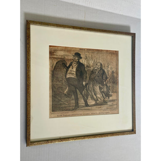 Vintage Framed Lithograph Print Titled “ Honore Daumier “