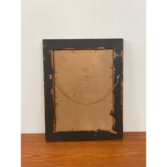 Vintage Framed Lithograph of Woman With Hand Painted Highlights