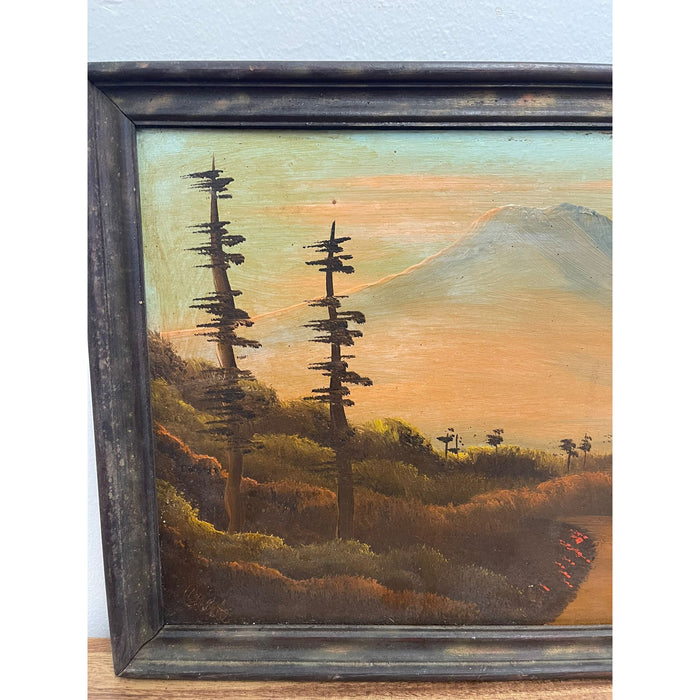 Vintage Framed Original Signed Painting of Mount Rainier