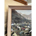 Vintage Framed Original Tinted Photograph of Mountain Side Cityscape