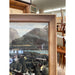 Vintage Framed Original Tinted Photograph of Mountain Side Cityscape
