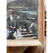 Vintage Framed Original Tinted Photograph of Mountain Side Cityscape