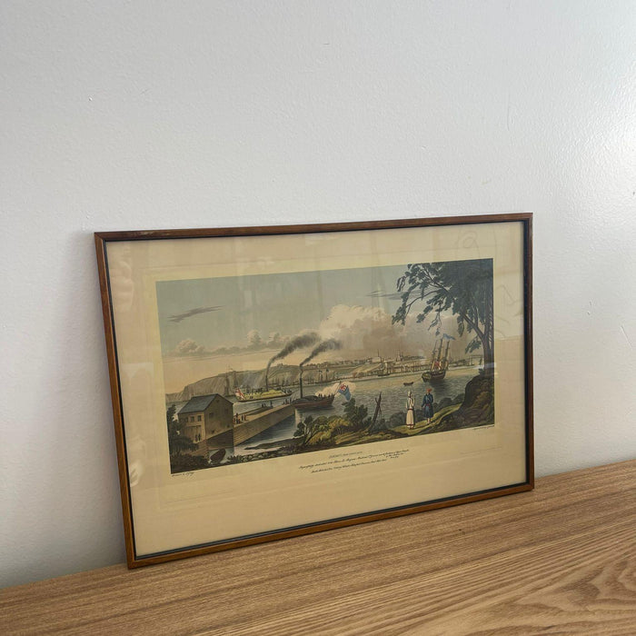 Vintage Framed Scenic Print of Quebec From Point by J Gray