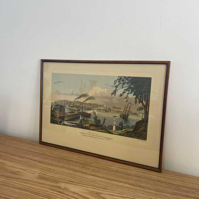 Vintage Framed Scenic Print of Quebec From Point by J Gray