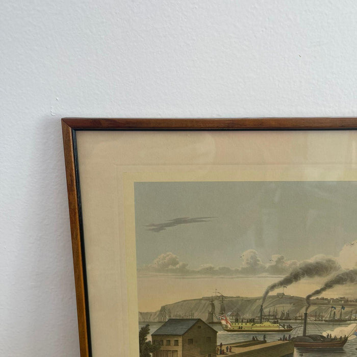 Vintage Framed Scenic Print of Quebec From Point by J Gray