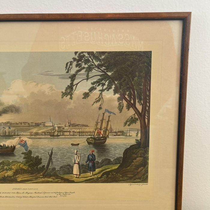 Vintage Framed Scenic Print of Quebec From Point by J Gray
