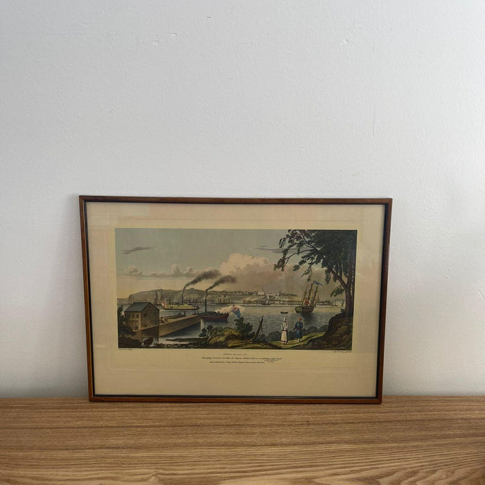 Vintage Framed Scenic Print of Quebec From Point by J Gray