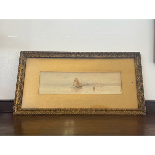 Vintage Framed and Matted Scenic Boat Artwork Print