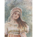 Vintage Framed and Signed Original Painted Portrait of a Woman on Fabric.