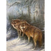 Vintage Framed and Signed Painting of Wolves in the Woods