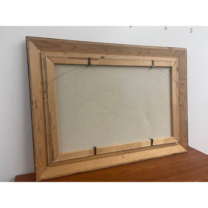 Vintage Framed and Signed Painting of Wolves in the Woods