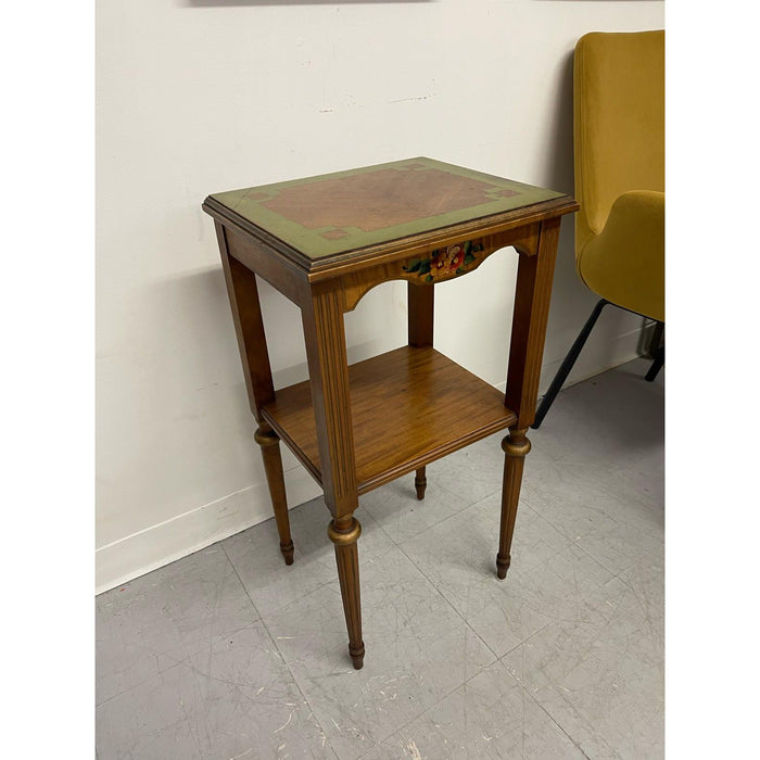Vintage French Regency Style Side Table With Hand Painted Motif.