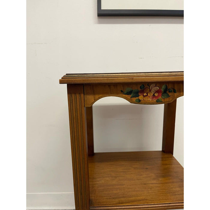 Vintage French Regency Style Side Table With Hand Painted Motif.