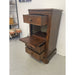 Vintage French Style Burl Wood Cabinet Nightstand With Marble Top.