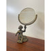Vintage French Style Double Sided Vanity Mirror With Cherub Sculpture Stand.