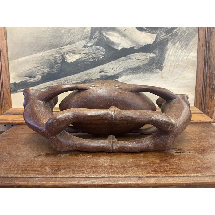 Vintage Hand Carved Wooden Bowl With Figurines.