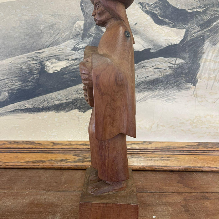 Vintage Hand Carved Wooden Figurines With Flute From Ecuador by Akios Industries