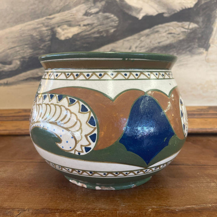 Vintage Hand Painted Ceramic Pot. Imported From Holland.