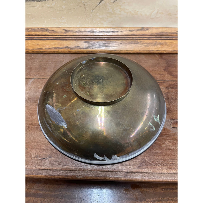 Vintage Hand Painted Raised Bowl with Ornate Peacock Motif