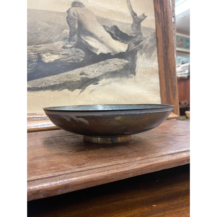 Vintage Hand Painted Raised Bowl with Ornate Peacock Motif