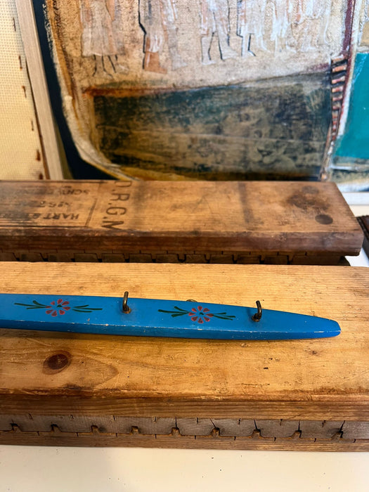 Vintage Hand Painted Wooden Spoon with Hanger and Hooks