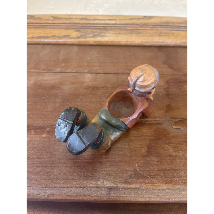 Vintage Hand carved Figurine Wooden Pipe Holder