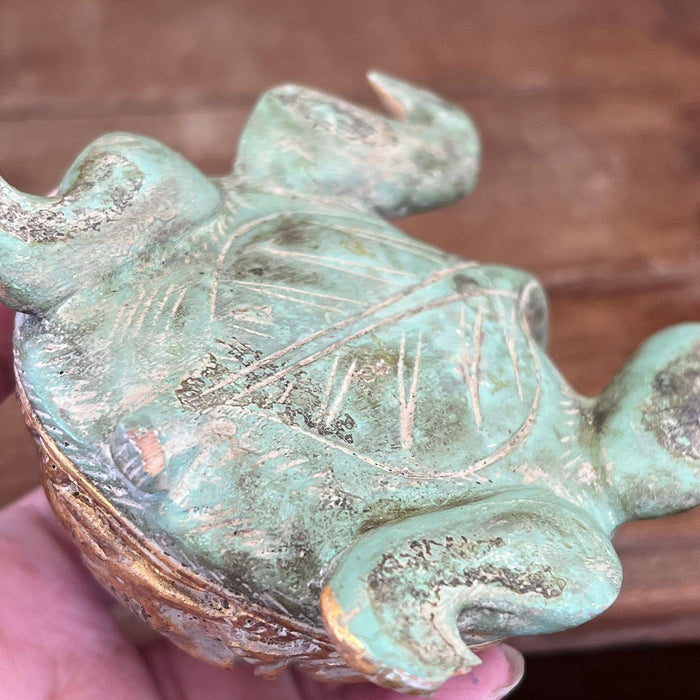 Vintage Hand carved and hand painted wooden Turtle Figurine.