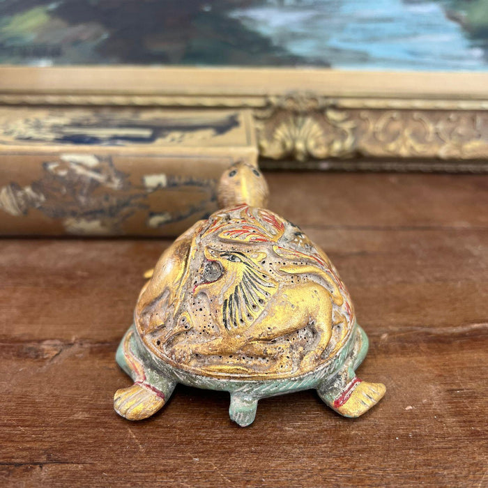 Vintage Hand carved and hand painted wooden Turtle Figurine.