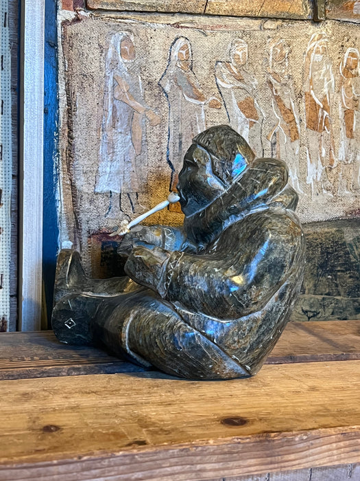 Vintage Handcarved Signed Inuit Style Sculpture possible soapstone