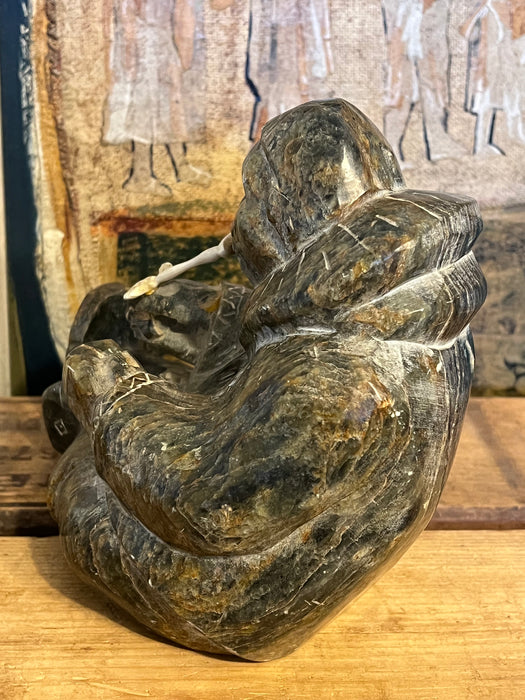 Vintage Handcarved Signed Inuit Style Sculpture possible soapstone