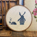 Vintage Handcrafted Finished Cross Stitch Needlepoint Windmill and House. ( Online purchase only )