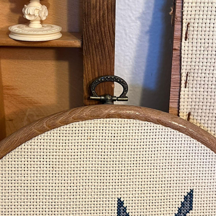Vintage Handcrafted Finished Cross Stitch Needlepoint Windmill and House. ( Online purchase only )