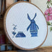 Vintage Handcrafted Finished Cross Stitch Needlepoint Windmill and House. ( Online purchase only )