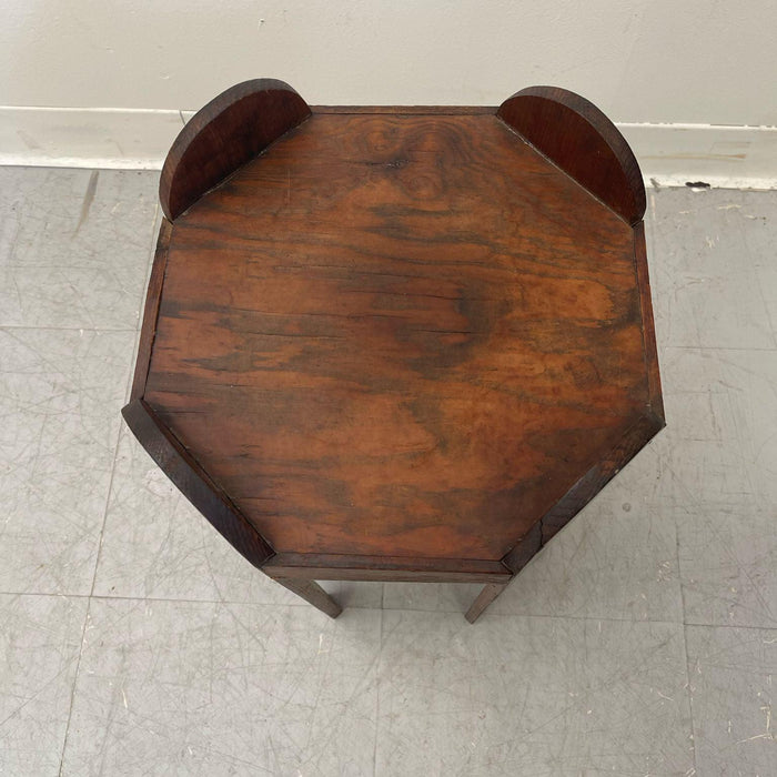 Vintage Handmade Carved Wood Petite Side Table.