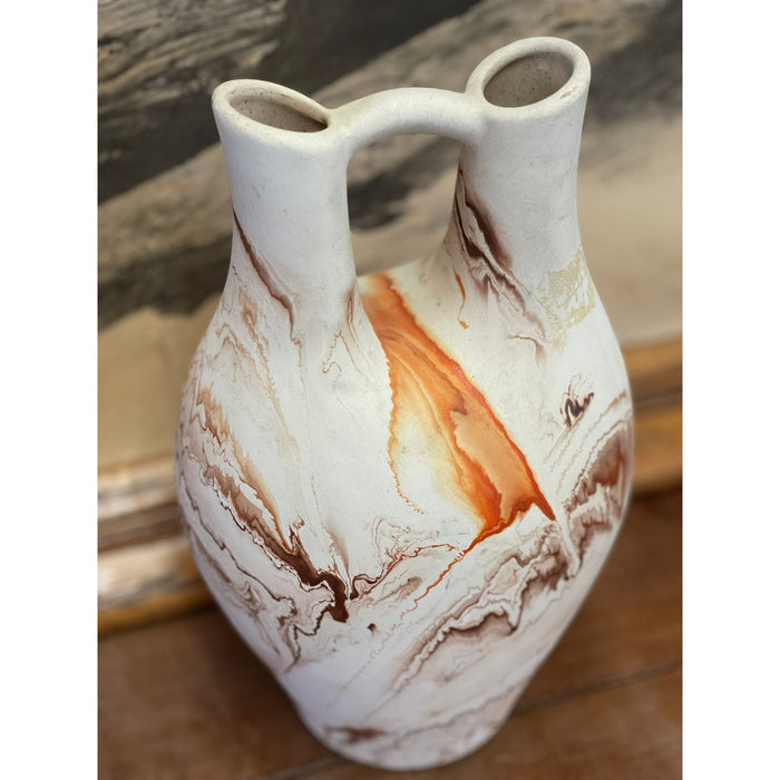 Vintage Handmade Double Spout Nemadji Vase