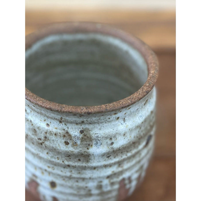 Vintage Handmade Mig with Unique Handle and Textured Glaze