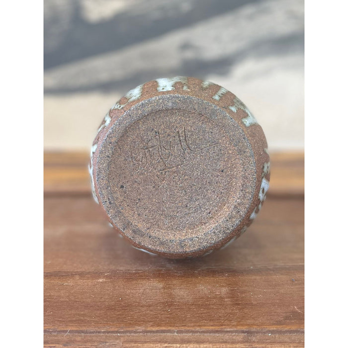 Vintage Handmade Mig with Unique Handle and Textured Glaze