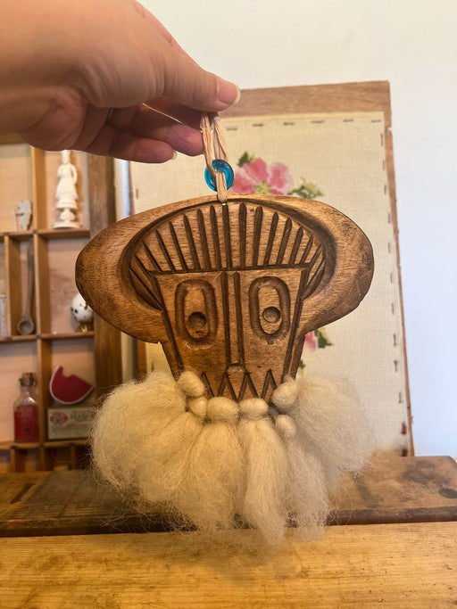 Vintage Handmade Walnut looker mask for Hanging.