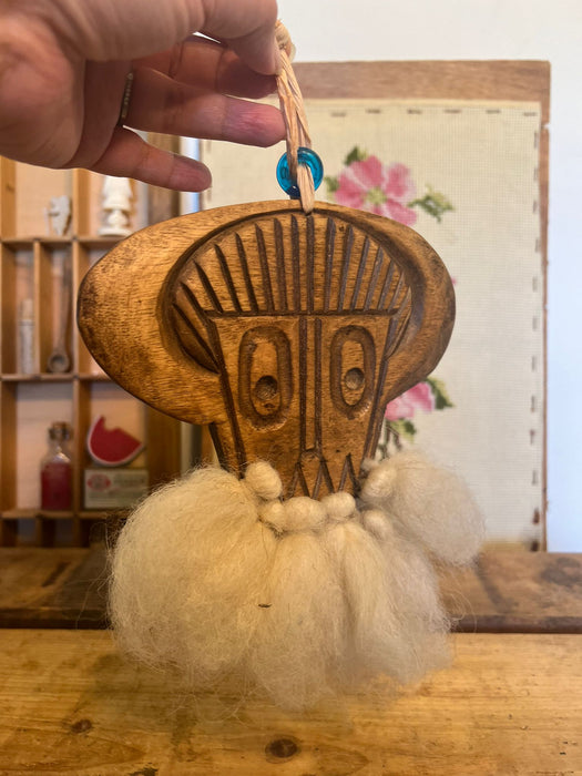 Vintage Handmade Walnut looker mask for Hanging.