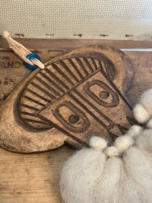Vintage Handmade Walnut looker mask for Hanging.