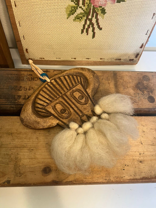 Vintage Handmade Walnut looker mask for Hanging.