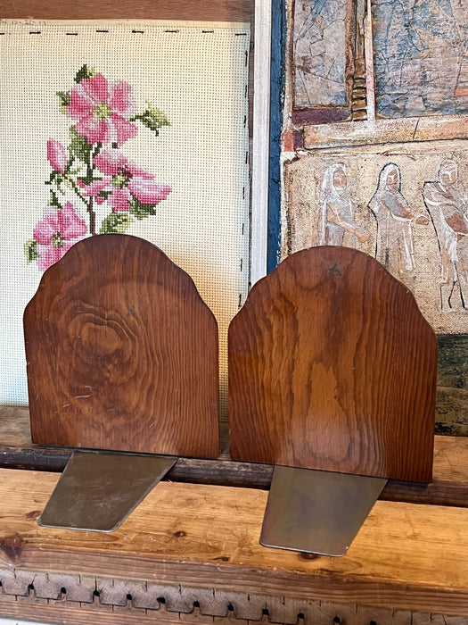 Vintage Handpainted Duck Motif Bookends