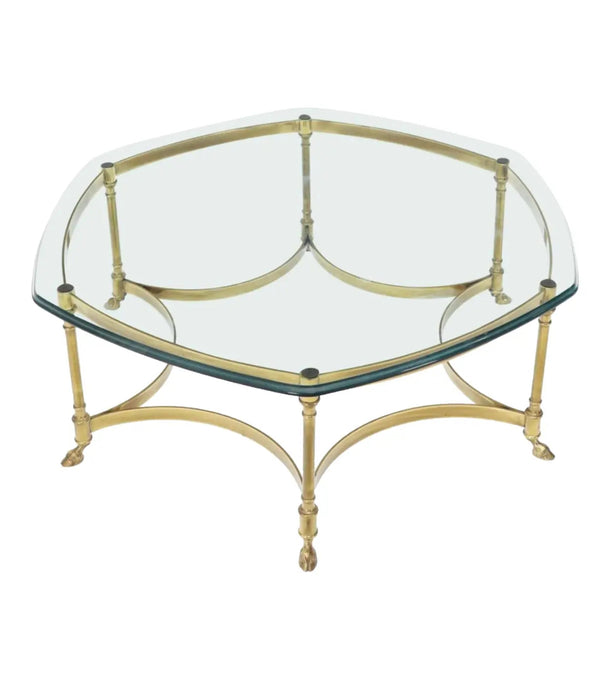 Vintage Hollywood Regency Labarge Brass and Glass Coffee Table (Available for Online Purchase Only)