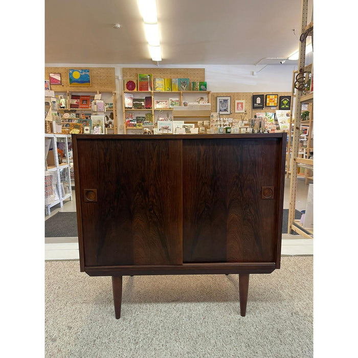 Vintage Imported Mid Century Danish Modern Rosewood Toned Cabinet.