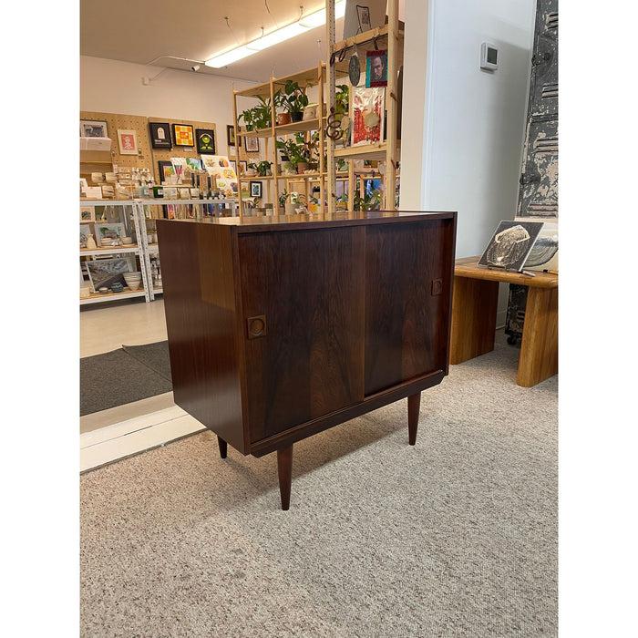 Vintage Imported Mid Century Danish Modern Rosewood Toned Cabinet.